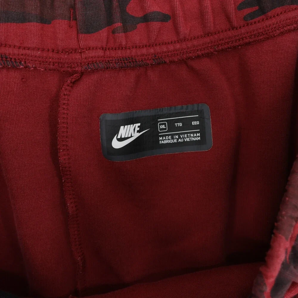 Nike Tech Fleece Joggers Mens 2XL Red Camo Drawstring Tapered Activewear